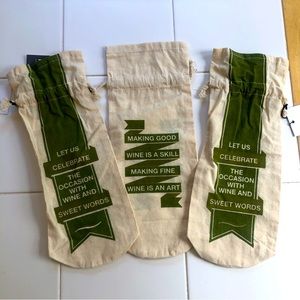 NWT Cotton wine bags, set of three, ‘celebrate’